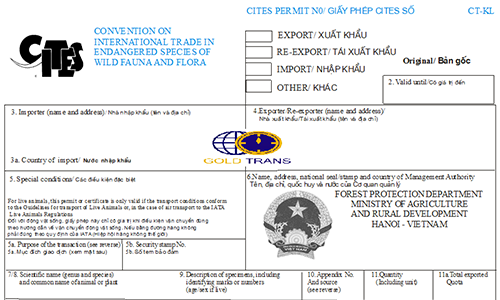 Dịch vụ xin giấy phép CITES nhập khẩu 
